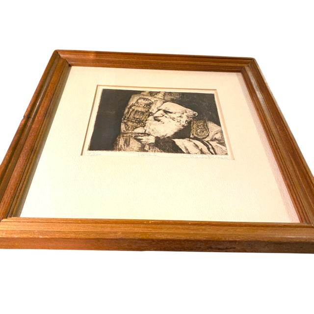 Figurative 1980s Charles Bragg Etching Rabbi With Torah Framed Fine Art Original Print Judaica For Sale - Image 3 of 7