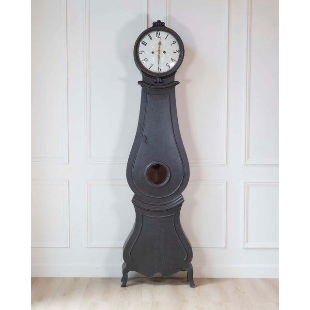 Wood 19th Century Swedish Mora Clock in Black Paint For Sale - Image 7 of 11