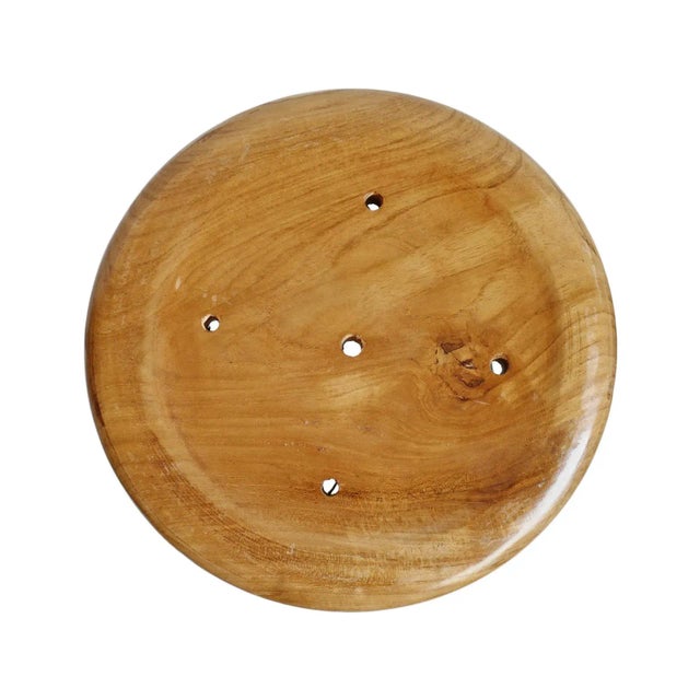 Vintage Teak Frisbee Bar Stool For Sale - Image 4 of 5