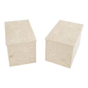 Pair of Rectangle Marble End Side Tables Nightstands Pedestals Mid Century