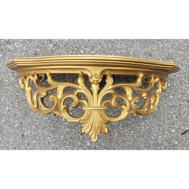 Wood 24" Syroco Ornamental Italian Style Giltwood Wall Shelf Bracket For Sale - Image 7 of 7