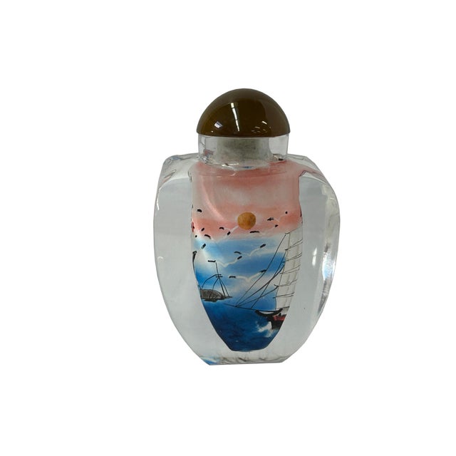 Chinese Chinese Inside Oriental Scenery Vessels Graphic Glass Art Bottle For Sale - Image 3 of 7