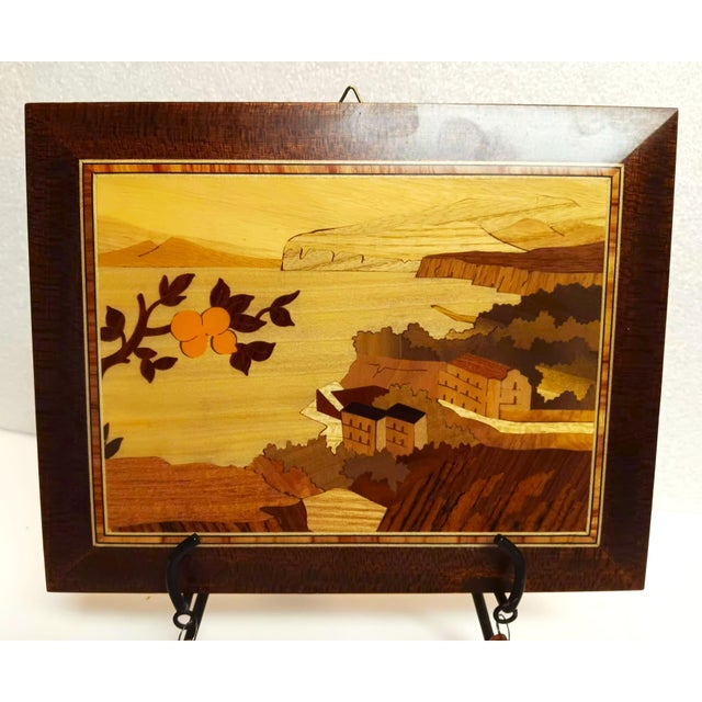 1970s Sorrento's Wood Inlay (Intarsio) Mid-Century Modern Landscape Picture For Sale - Image 17 of 17