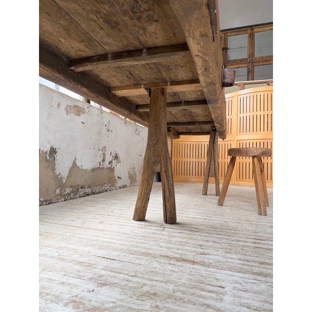 Brutalist Folk Art Table in Pine and Oak, 1950s For Sale - Image 16 of 18