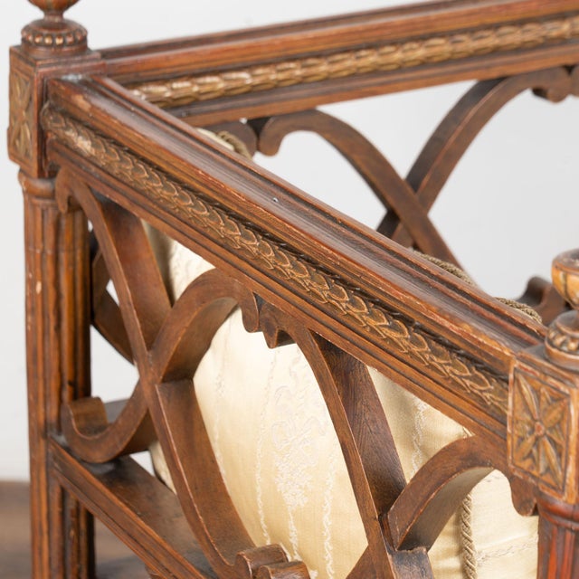 19th Century Swedish Original Painted Gustavian Bench Settee For Sale - Image 6 of 18