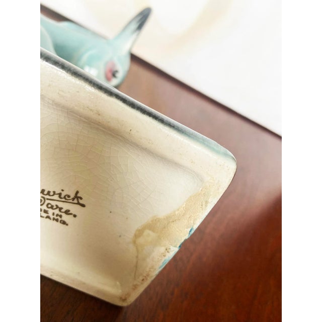 Vintage Mid Century Modern Art Deco Donkey Figurine Porcelain Ceramic by Beswick Blue Glaze For Sale In West Palm - Image 6 of 8