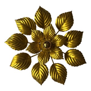 Large Gold Floral Wall Sconce, 1970s For Sale