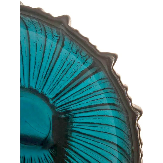 Teal 1964 Blenko Glass Centerpiece Bowl, Model #641l Designed by Joel Myers For Sale - Image 8 of 13