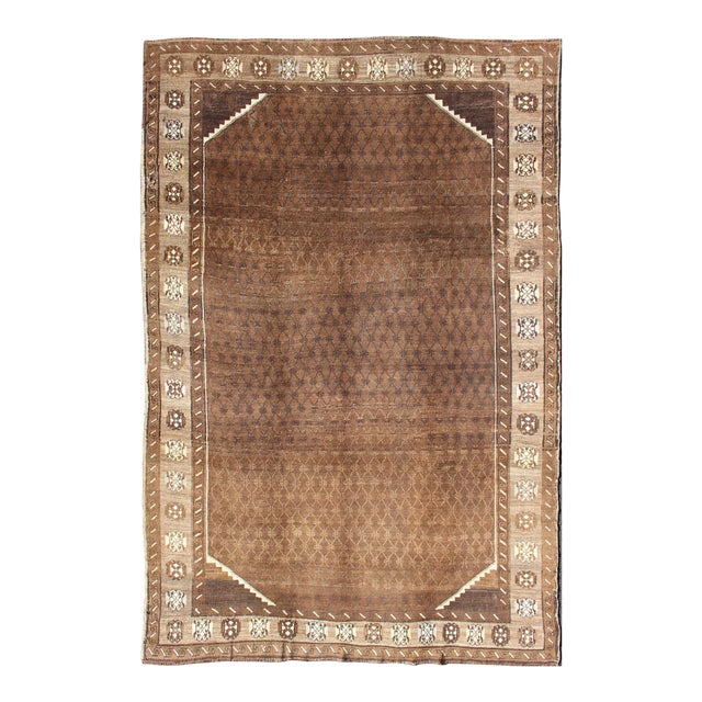 Vintage Turkish Kars Rug With a All-Over Lattce Design in Brown Tones 6'4 X 9'7 For Sale