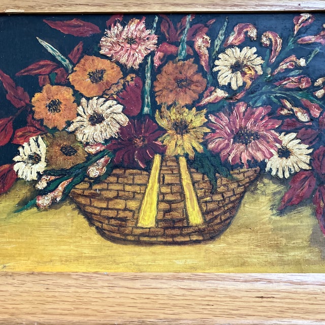 Original 10 x 14 painting on canvas board unsigned Overall size with light oak frame is 13 x 17