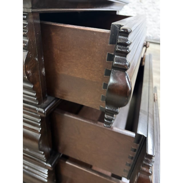 Wood Vintage Tommy Bahama Royal Kaha Black Sands Mahogany Lamp Table Chest Nightstand For Sale - Image 7 of 16