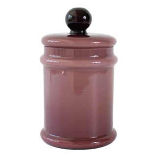 Vintage Portuguese Purple Opaline Glass Jar with Lid, 1960s For Sale