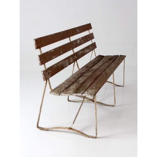 Vintage Wood and Metal Garden Bench For Sale - Image 9 of 13
