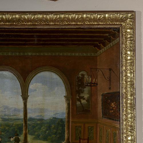 This captivating oil on canvas painting, dating back to the first half of the 20th century, represents a refined...