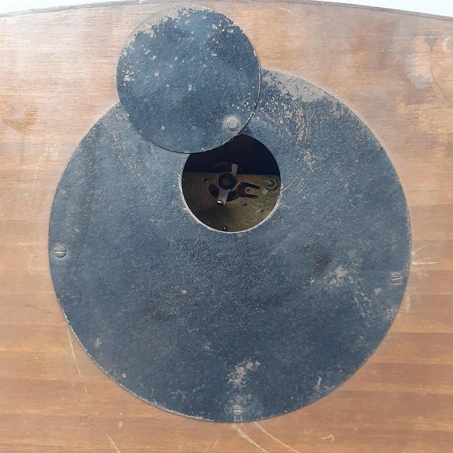 Vintage Wooden Hand-Winding Mechanical Table Clock with Key, 1940s For Sale - Image 9 of 15