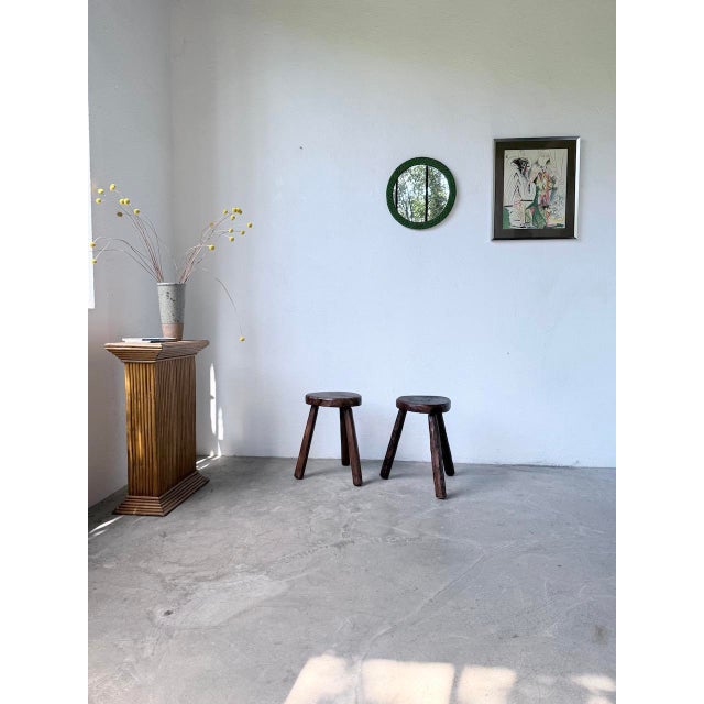 Vintage small round wicker mirror from the 1960s. The wicker was previously painted green, giving it a beautiful color...