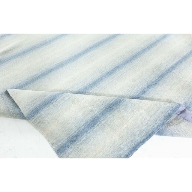 Contemporary Striped Blue Hand Knotted Wool Rug by Doris Leslie Blau For Sale In New York - Image 6 of 7
