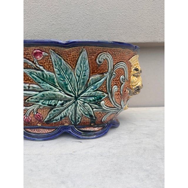 Large 19th Century Majolica Jardinière Leaves & berries Wasmuel.