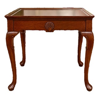 Vintage English Hand-Carved, Seashell Queen Anne Mahogany Tray Table For Sale