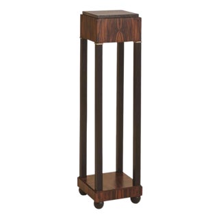 French Art Deco Rosewood Pedestal with Marble Top, 1940s For Sale