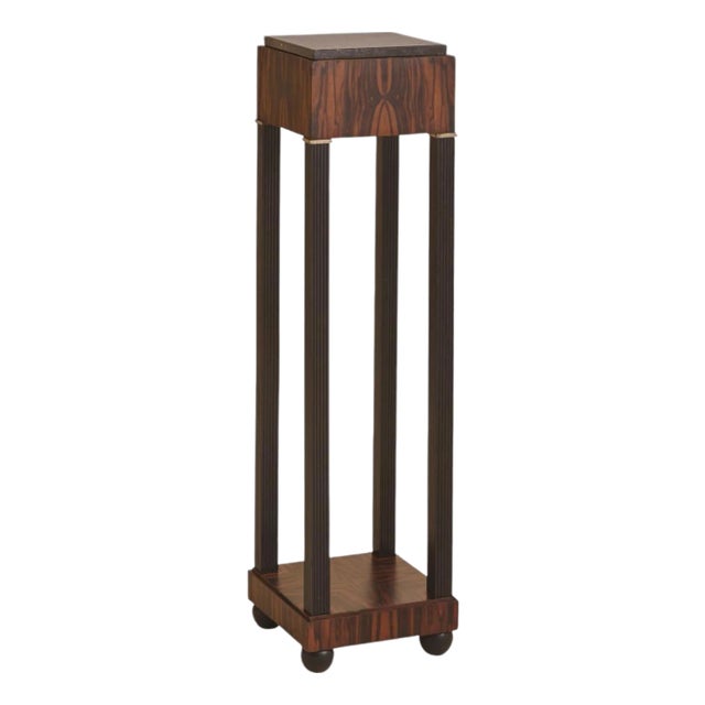 French Art Deco Rosewood Pedestal with Marble Top, 1940s For Sale