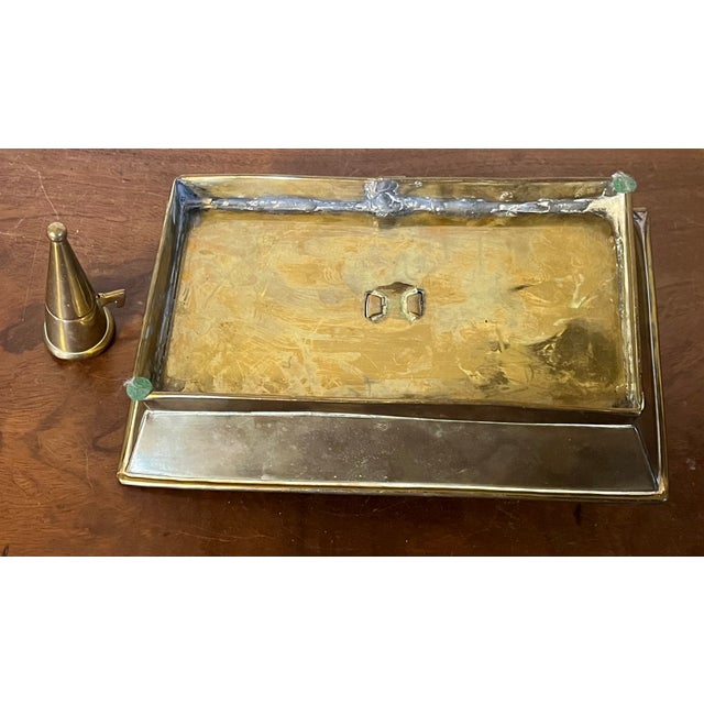 Antique 19th Century American Brass Rectangular Candle Stick Holder With Snuffer For Sale - Image 15 of 15