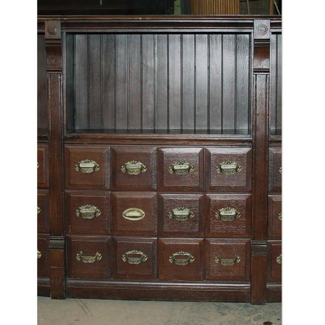 Mid-Century Modern 9ft Antique Early 20th Century Apothecary Cabinet For Sale - Image 3 of 9