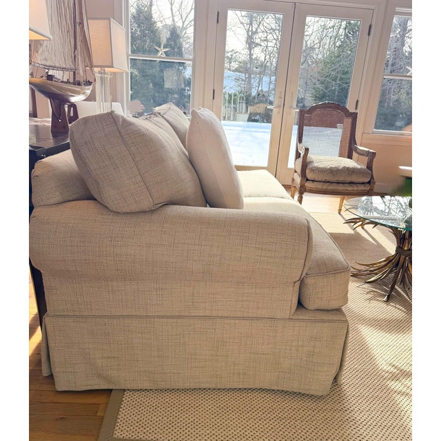Beige Custom English Country Roll-Arm Sofa in Tan Tweed For Sale - Image 8 of 18