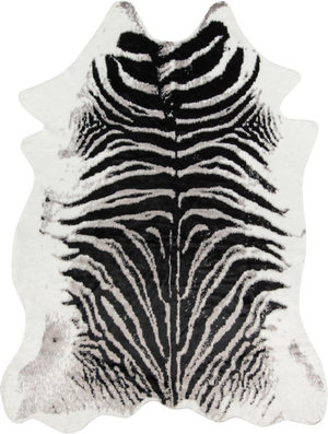 Erin Gates by Momeni Acadia Zebra Black Faux Hide Area Rug - 5'3" X 7'10"