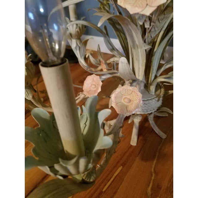 Metal Large Early 21st Century Floral Tole Chandelier For Sale - Image 7 of 13