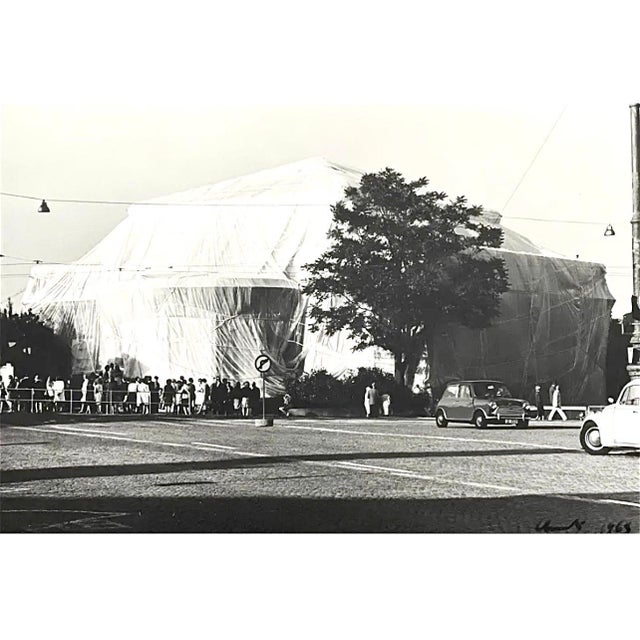 Printmaking Materials Christo and Jeanne-Claude, Vintage Signed SIlver Gelatin Photograph Christo Wrapped Kunsthalle Cugini Photo, 1968 For Sale - Image 7 of 12