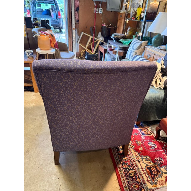 Plush Purple Upholstered Club Armchair For Sale - Image 9 of 12