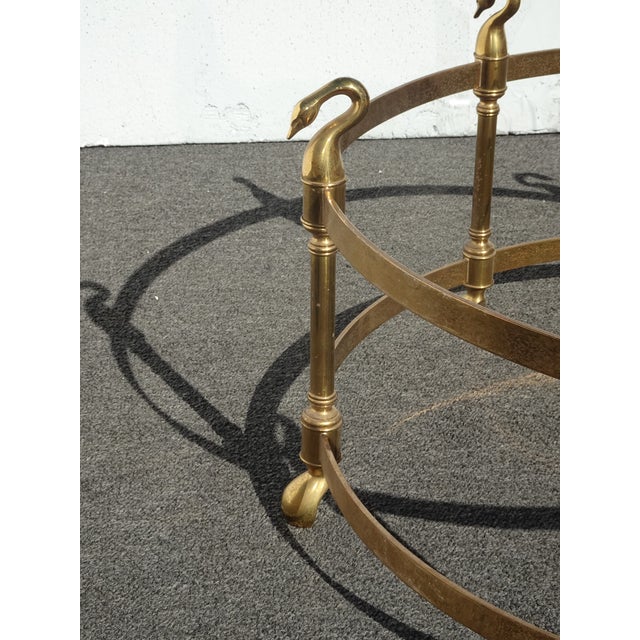 Vintage Hollywood Regency LeBarge Style Brass Coffee Table Base W Swan Heads For Sale - Image 13 of 14