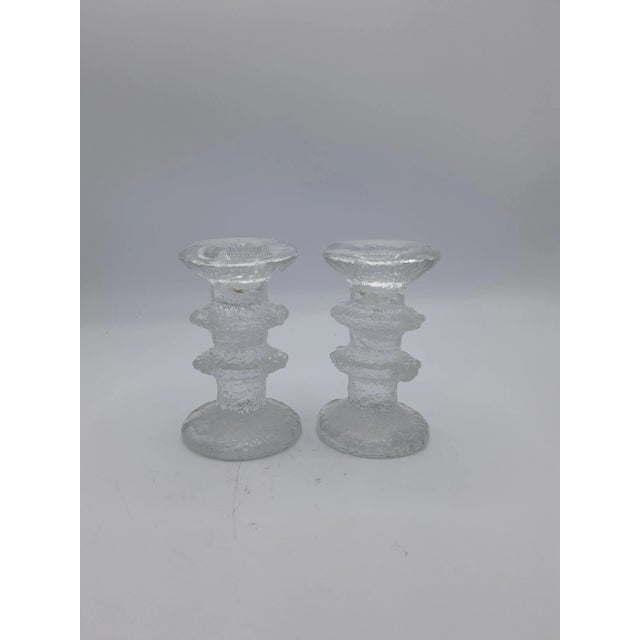 Vintage Pair of Crackled Crystal Candlesticks For Sale - Image 4 of 4