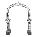 Antique Garden Entryway - Ornamental Arched Wrought Iron For Sale