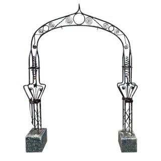 Antique Garden Entryway Ornamental Arched Wrought Iron For Sale