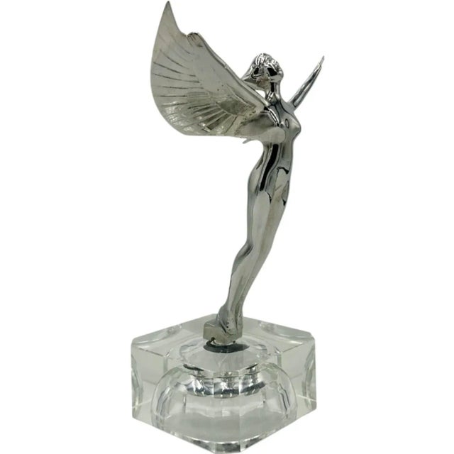 Vintage Aurora Goddess of Dawn Moon Radiator Mascot Hood Ornament Car For Sale - Image 10 of 12