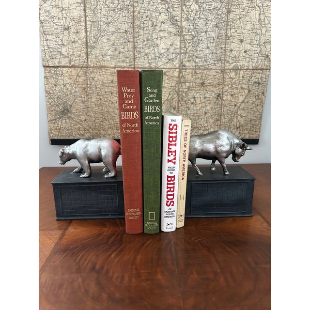 Vintage Bull & Bear Stock Market Bookends, Silver-Tone Metal For Sale - Image 15 of 15
