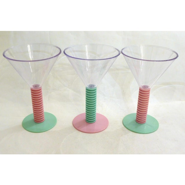 Vintage Two-Tone Stemmed Cocktail Glasses, 1980s, Set of 6 For Sale - Image 9 of 10