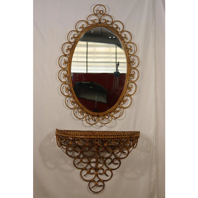 Huge Rattan Entrance Mirror and Saddle by Franco Albini, 1960, Set of 2 For Sale - Image 13 of 13