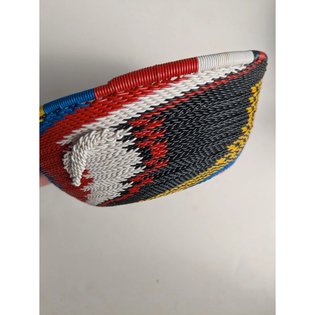 Trio of Vintage Colorful African Handwoven Baskets For Sale In Atlanta - Image 6 of 9