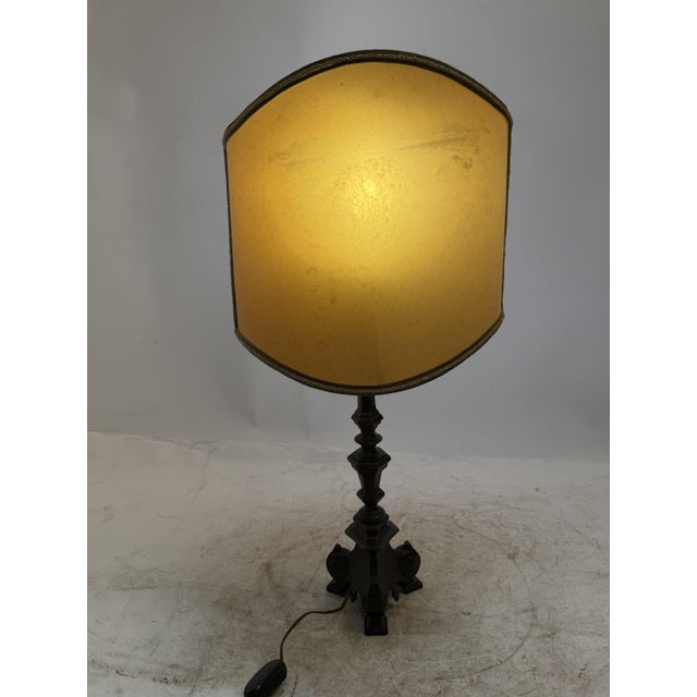Antique Empire Style Bronze Table Lamp with Parchment Paper Shade, 1930s For Sale - Image 9 of 10