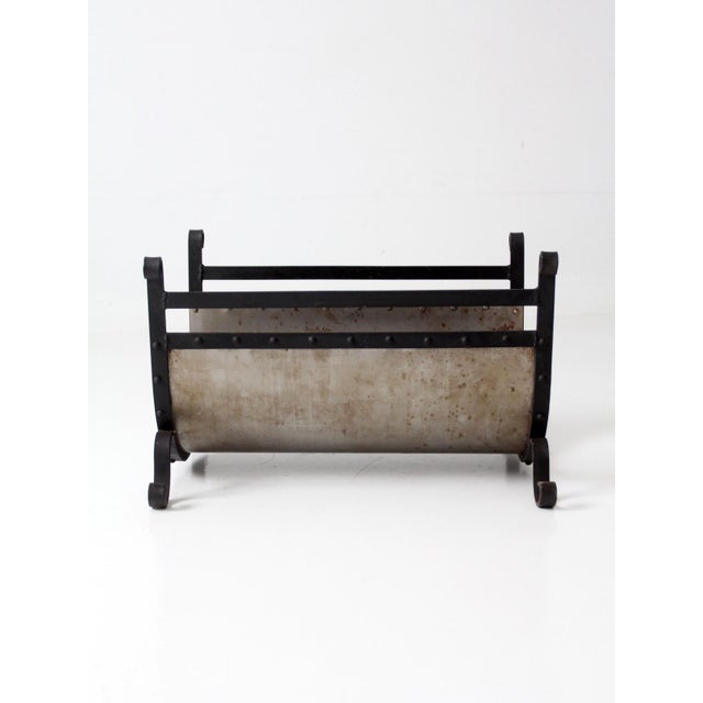 Mid 20th Century Vintage Iron and Steel Fireplace Log Holder For Sale - Image 5 of 17