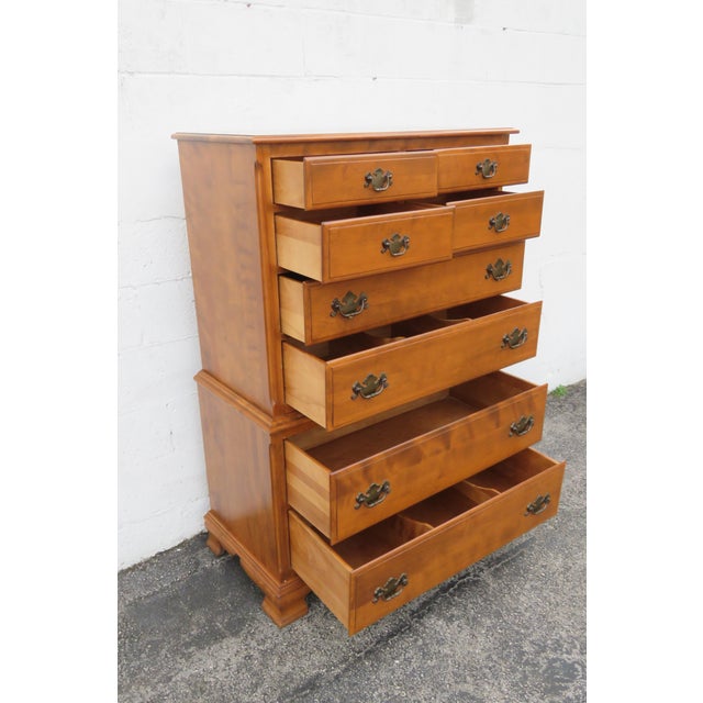 Ethan Allen Late 20th Century Ethan Allen Solid Maple Tall Chest of Drawers 6179 For Sale - Image 4 of 16