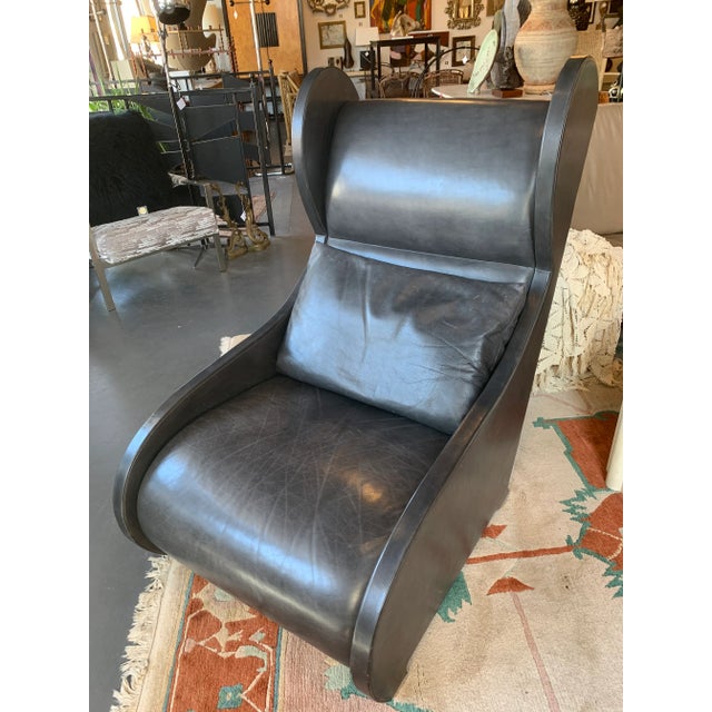 Modern 1980s Post Modern “Pompeiian” Wing Back Lounge Chair by Stanley Jay Friedman For Sale - Image 3 of 13