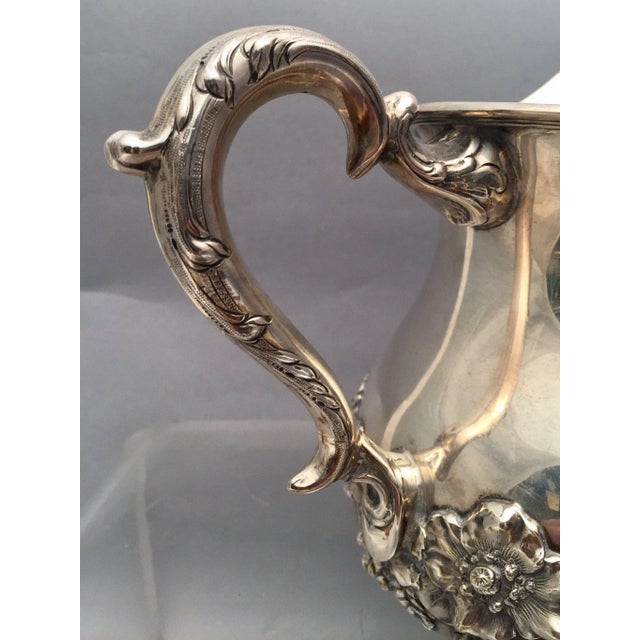 Traditional Hamilton & Diesinger Sterling Silver Floral Decoration Pitcher For Sale - Image 3 of 8