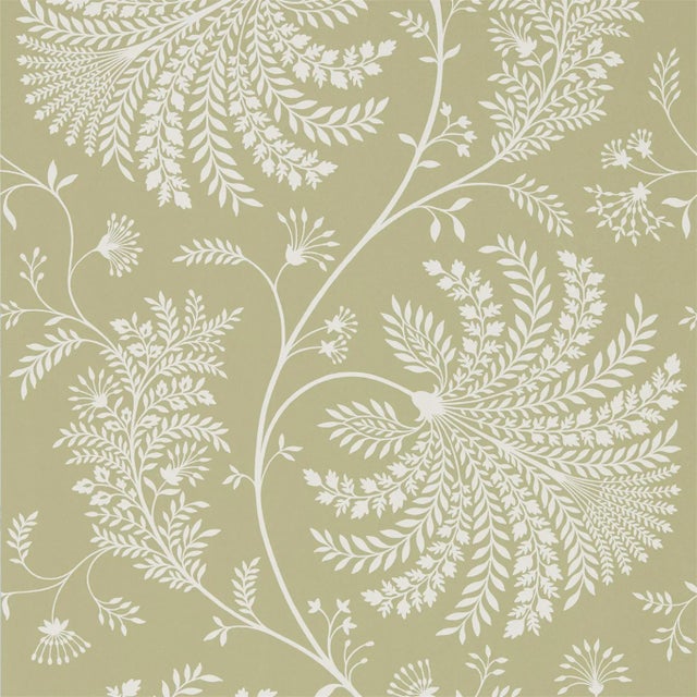 Sanderson Mapperton Wallpaper in Garden Green/Cream - a Sample For Sale