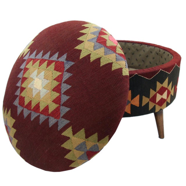 Rug & Relic Large Kilim Ottoman Chairish