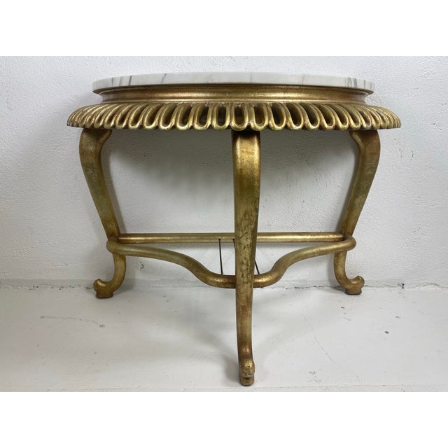 Mid-Century Vintage Marble Topped Hollywood Regency Console For Sale - Image 10 of 11
