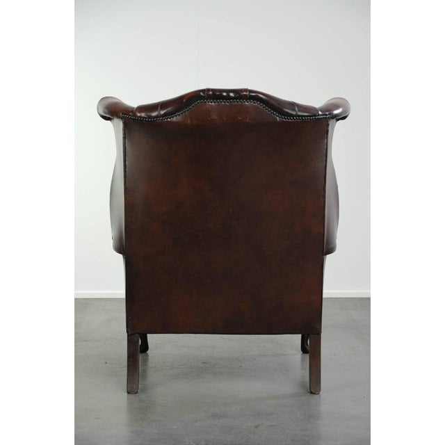 Cowhide Chesterfield Wing Armchair For Sale - Image 4 of 13